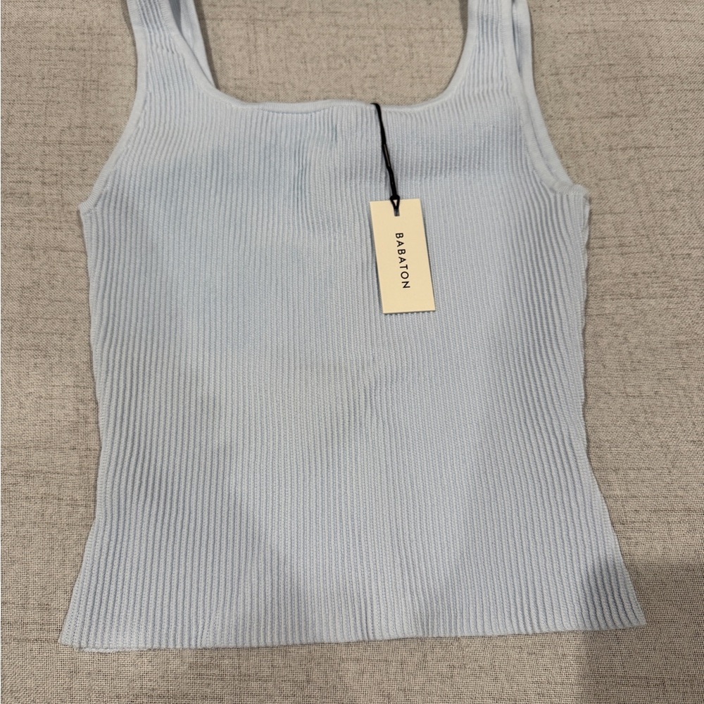 Aritzia Babaton Women's Light Blue Ribbed Tank Top